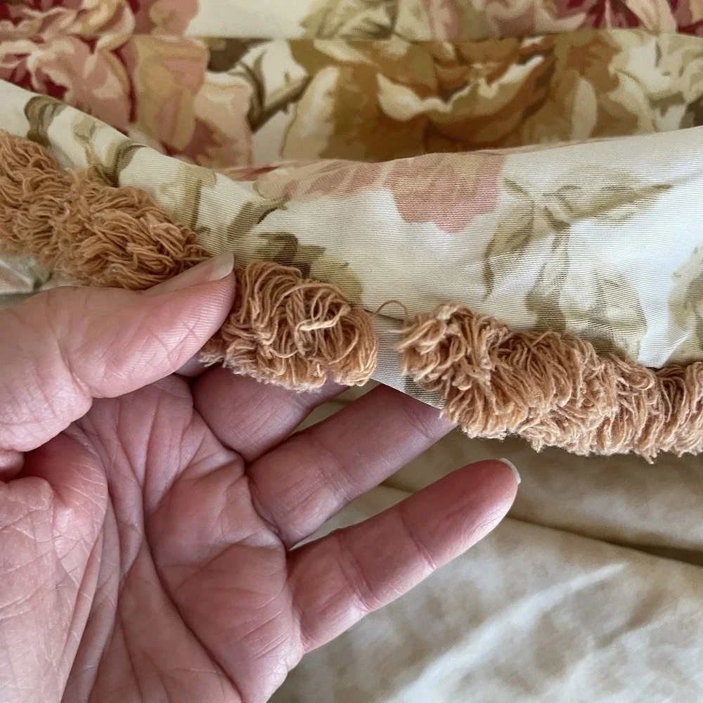 Charter Club Antique Floral King Size Duvet Cover 2 Euro Shams Reversible Fringe
